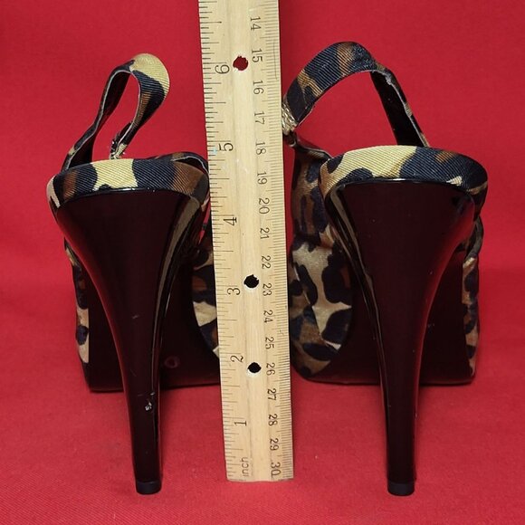 Jessica Simpson Leopard Print Peep Toe High Heel Shoes Size 71/2 B - Picture 9 of 12